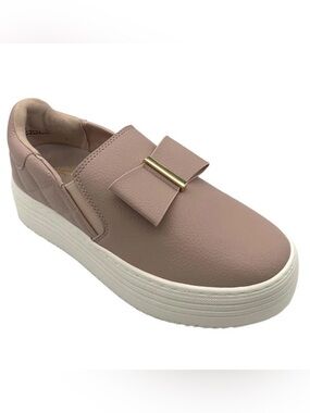 Women's Slip-On Platform Mules with Bow Accent - Blush Size 9.5W